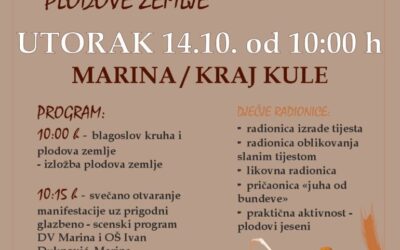 OBAVIJEST ZA DANE KRUHA I ZAHVALNSOTI ZA PLODOVE ZEMLJE!